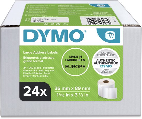 DYMO LabelWriter adreslabels 36 mm x 89 mm — gebruikt