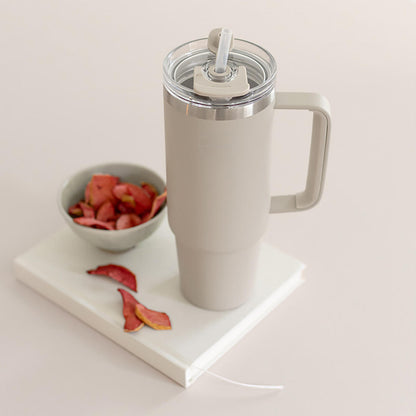 AYA&amp;IDA Thermocup with Straw 885ml Cream Beige — Zeer goed