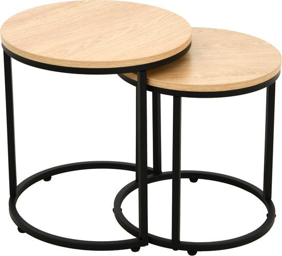 Mano Bijzettafel 2-delig 40x43cm &amp; 35x38cm Eiken — Zeer goed