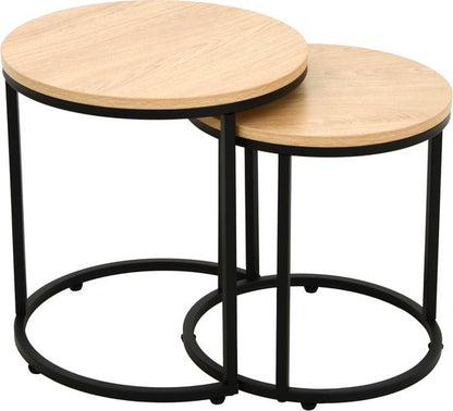 Mano Bijzettafel 2-delig 40x43cm &amp; 35x38cm Eiken — Zeer goed