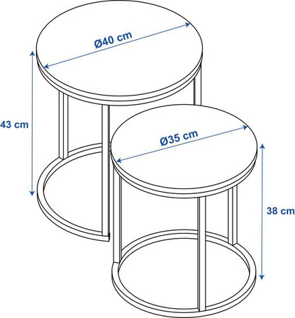 Mano Bijzettafel 2-delig 40x43cm &amp; 35x38cm Eiken — Zeer goed