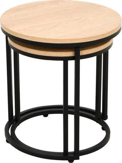 Mano Bijzettafel 2-delig 40x43cm &amp; 35x38cm Eiken — Zeer goed
