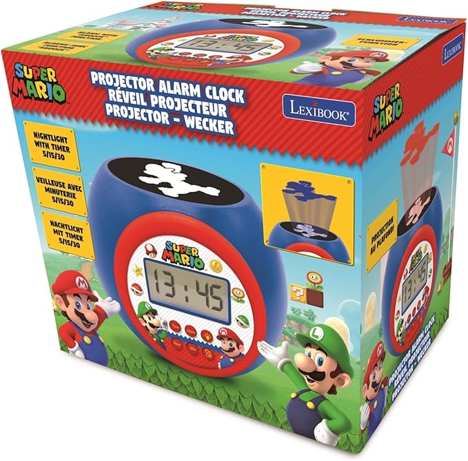 Super Mario Projector Wekker met Timer — gebruikt