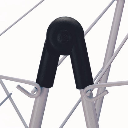 Tomado Droogrek Vento drying rack with black fabric shoulder covers on grey metal frame