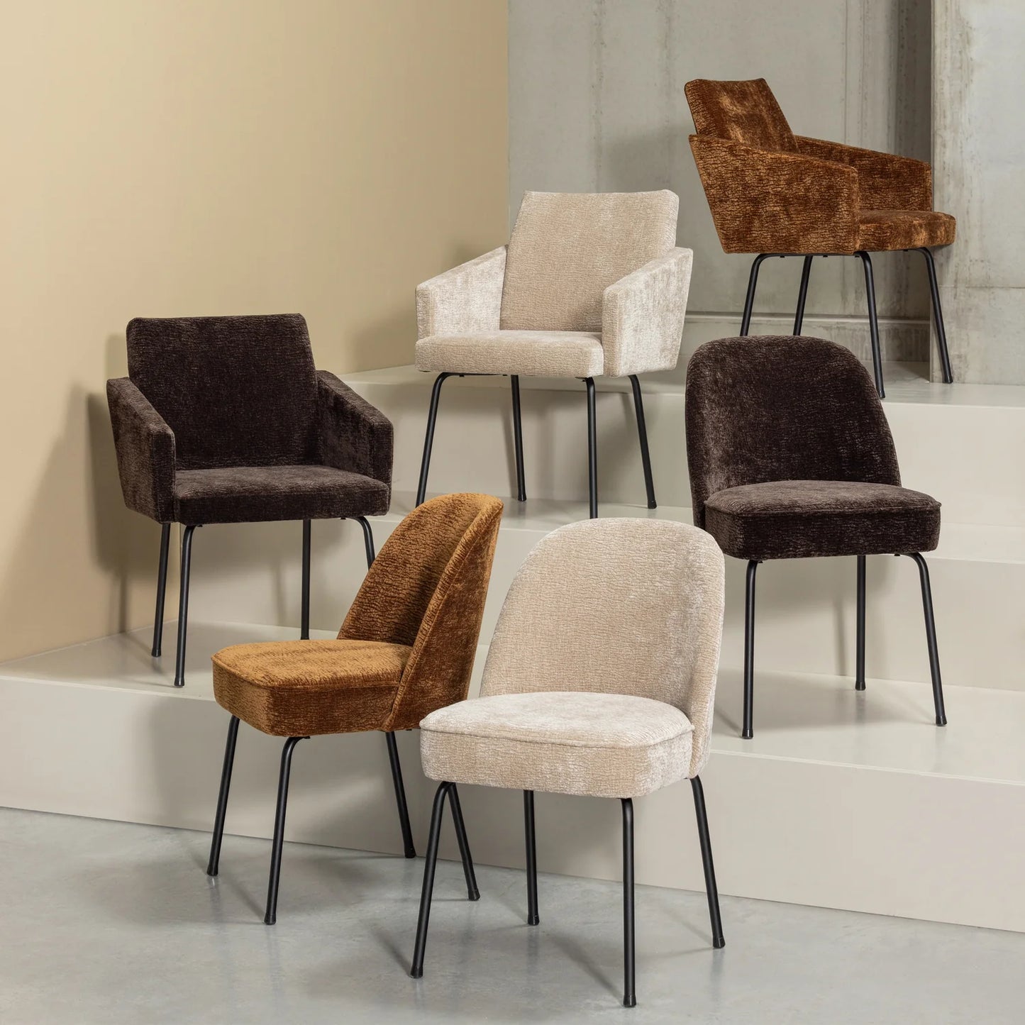 WOOOD Vogue Eetkamerstoel Chenille — nieuw