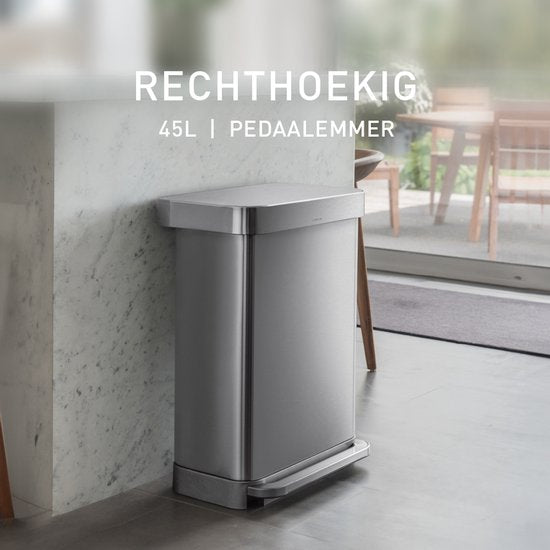 Simplehuman Rechthoekige Pedaalemmer 45L — nieuw