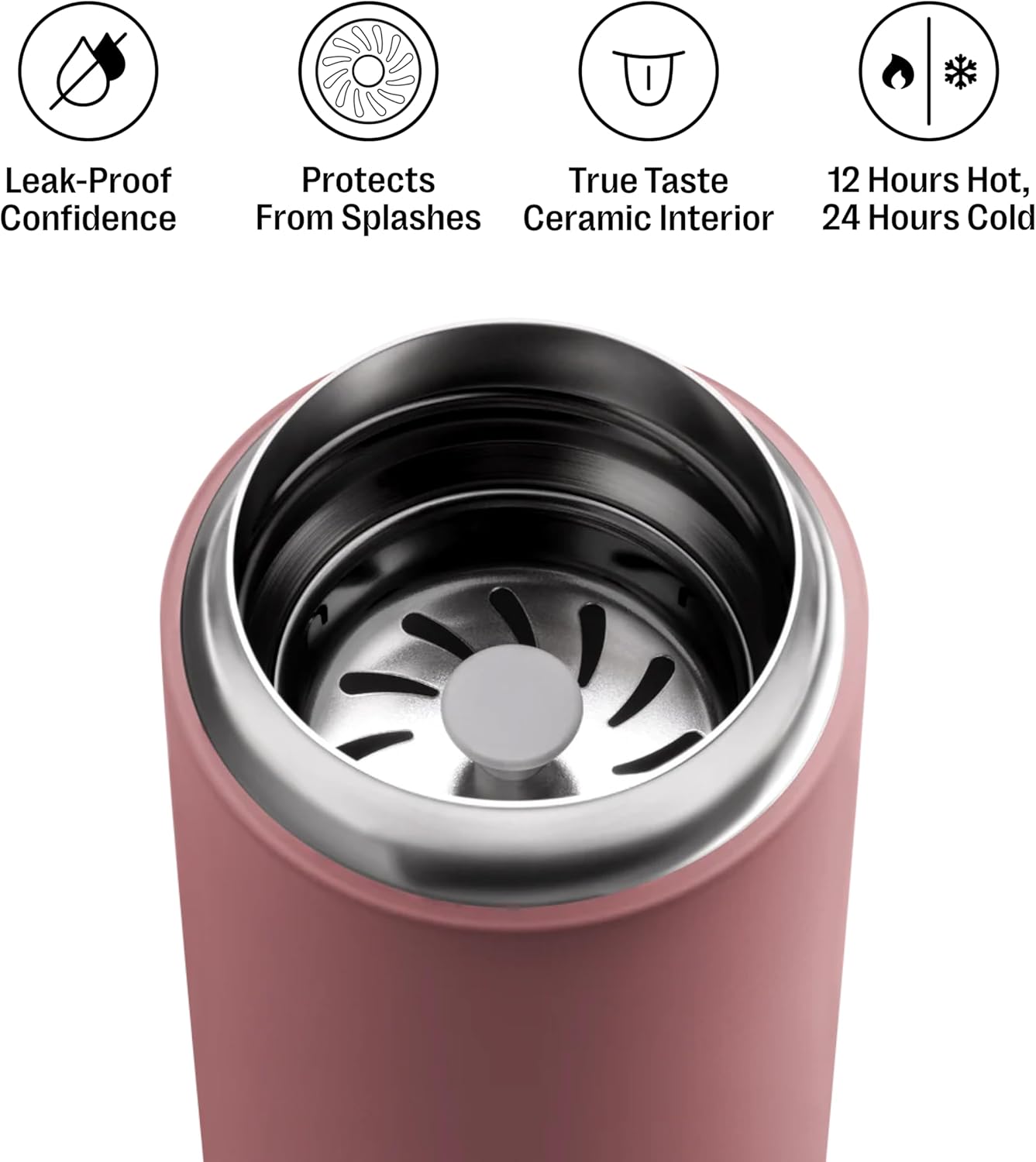 Carter Move thermobeker met spatbescherming, woestijnroos, 475 ml