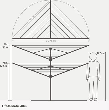 Brabantia Lift-O-Matic Droogmolen - 40 m — zo goed als nieuw