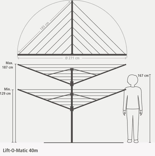 Brabantia Lift-O-Matic Droogmolen - 40 m — zo goed als nieuw