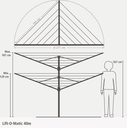 Brabantia Lift-O-Matic Droogmolen 40 m — zo goed als nieuw