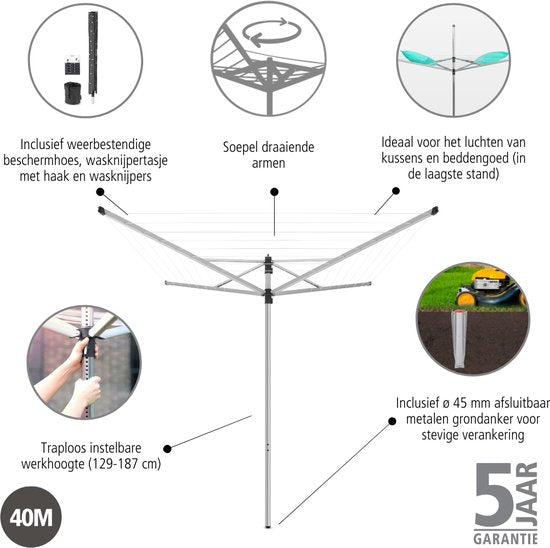 Brabantia Lift-O-Matic Droogmolen - 40 m — zo goed als nieuw