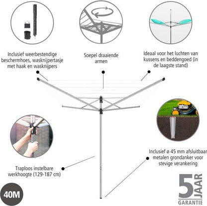 Brabantia Lift-O-Matic Droogmolen 40 m — zo goed als nieuw