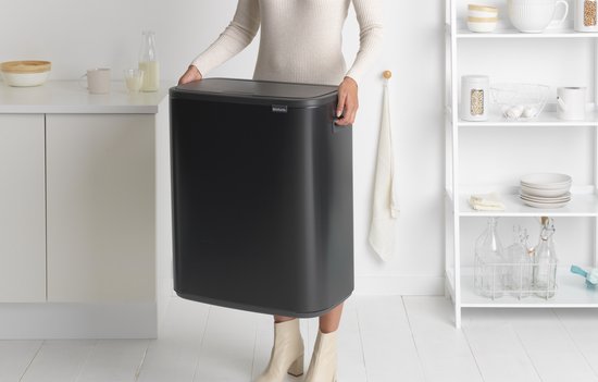 Brabantia Bo Touch Bin 60-liter black rectangular trash can with lid