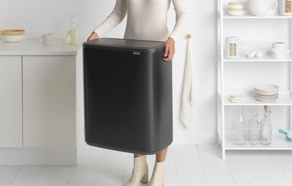 Brabantia Bo Touch Bin 60-liter black rectangular trash can with lid