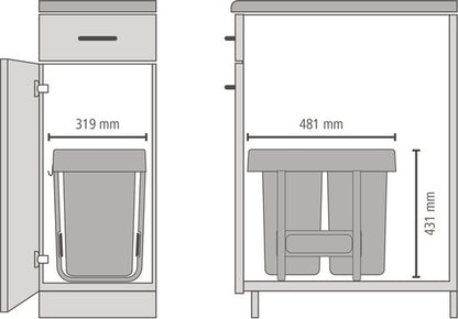 Brabantia Sort & Go Inbouw Prullenbak — zo goed als nieuw