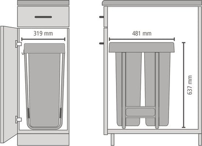 Brabantia Sort & Go Inbouw Prullenbak — zo goed als nieuw