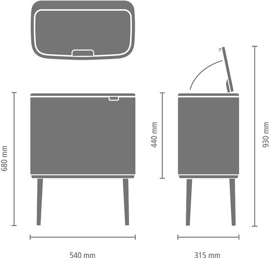 Brabantia Bo Touch Bin Prullenbak - 11 + 23 liter — nieuw
