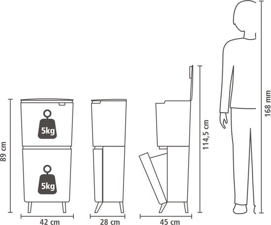 Brabantia SortUp Hi Prullenbak 25 + 10 + — zo goed als nieuw