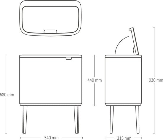 Brabantia Bo Touch Bin Prullenbak - Matt Black — nieuw