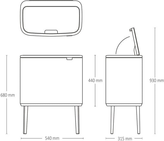 Brabantia Bo Touch Bin Prullenbak - 3 x — zo goed als nieuw