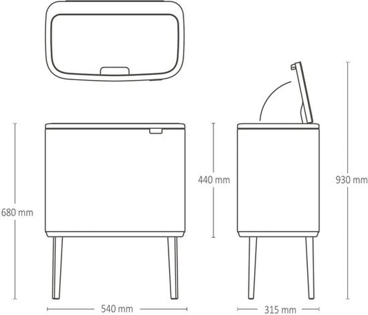 Brabantia Bo Touch Bin Prullenbak - 3 x — zo goed als nieuw