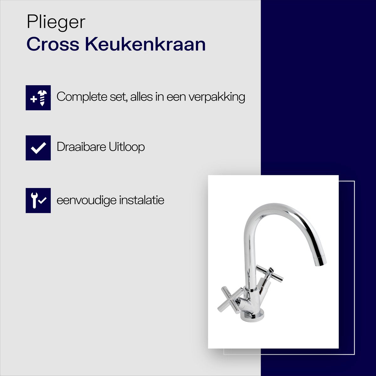 Plieger Cross Keukenkraan - 1-gats — zo goed als nieuw