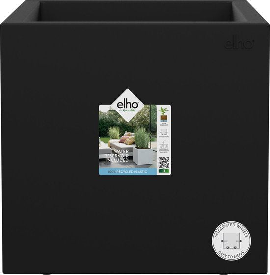 Elho Vivo Next Vierkant black square recycled plastic planter pot
