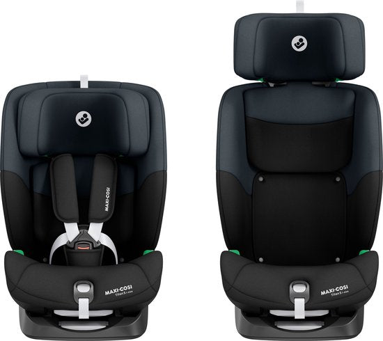 Maxi-Cosi Titan S i-Size child car seat in black and grey, front and rear views