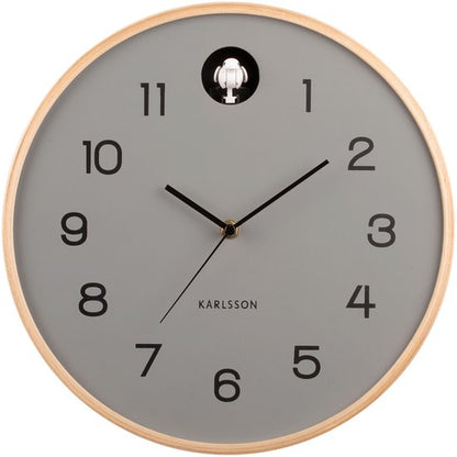 Wall clock Natural Cuckoo birch wood mouse grey — Zeer goed