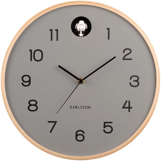 Wall clock Natural Cuckoo birch wood mouse grey — Zeer goed