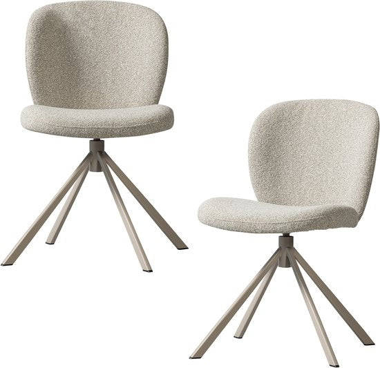 WOOOD Femke Eetkamerstoelen Bouclé Set v — zo goed als nieuw