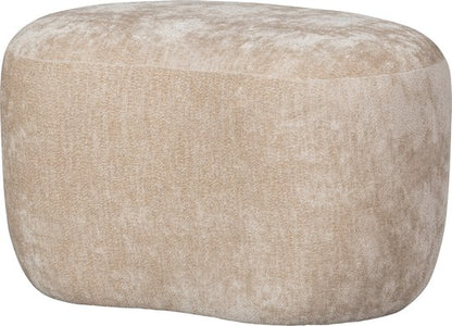 WOOOD Popular pouf in beige upholstered fabric with rounded rectangular shape