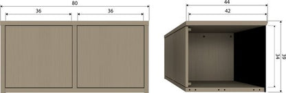 WOOOD Turner storage bench with two compartments, natural wood finish and metal frame