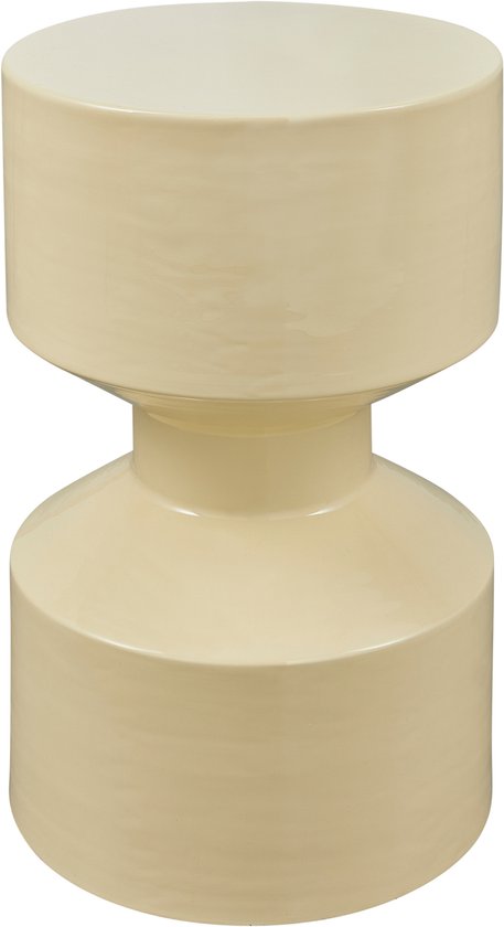 WOOOD Hidde cream metal side table with pedestal base design