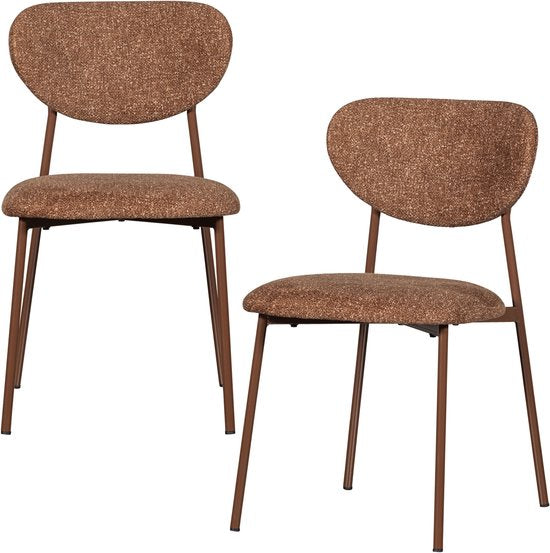 WOOOD Valor Eetkamerstoelen - Geweven Stof - Bruin — nieuw