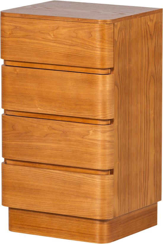 Woood Fejo wooden nightstand with four drawers in light oak finish