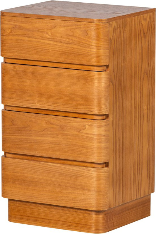 Woood Fejo wooden nightstand with four drawers in light oak finish
