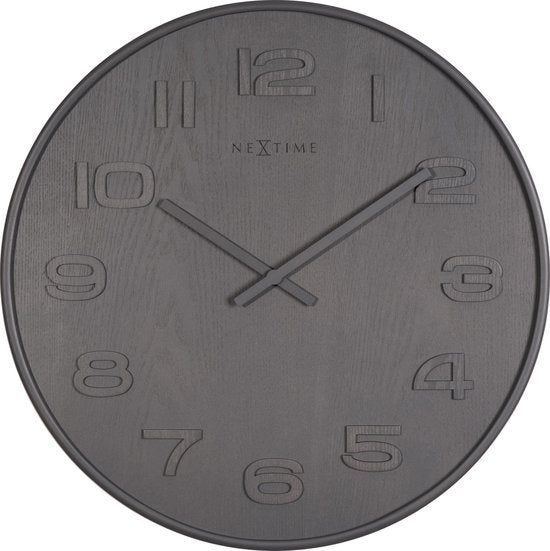 NeXtime Wood Wood Big Klok Rond Hout Ø53 cm Grijs/Wit — Zeer goed
