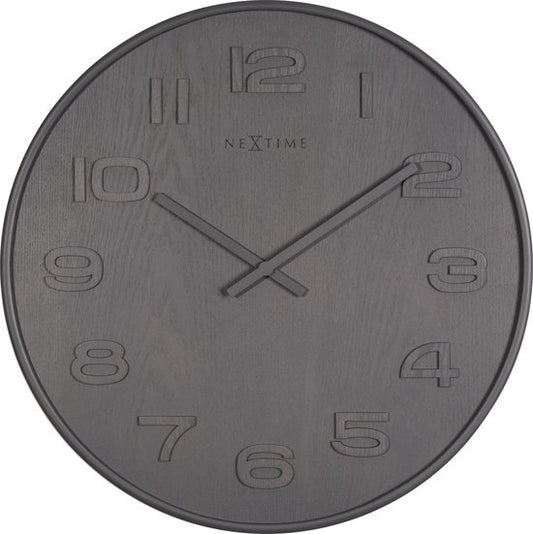 NeXtime Wood Wood Big Klok Rond Hout Ø53 cm Grijs/Wit — Zeer goed