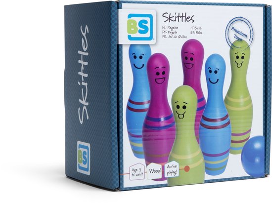 BS Toys Skittles Bowling Kegelspel Rood &amp; Wit 6 Kegels — Zeer goed