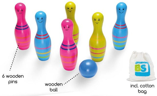 BS Toys Skittles Bowling Kegelspel Rood &amp; Wit 6 Kegels — Zeer goed