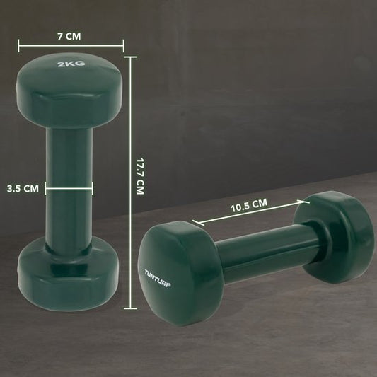 Tunturi Dumbbell set 2 x 2,0 kg Vinyl Groen — Zeer goed