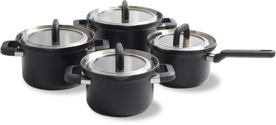 BK Flow Cool Black Pannenset 4-delig 16/18/20cm Zwart — Zeer goed