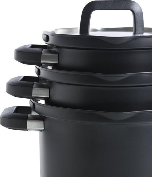 BK Flow Cool Black Pannenset 4-delig 16/18/20cm Zwart — Zeer goed
