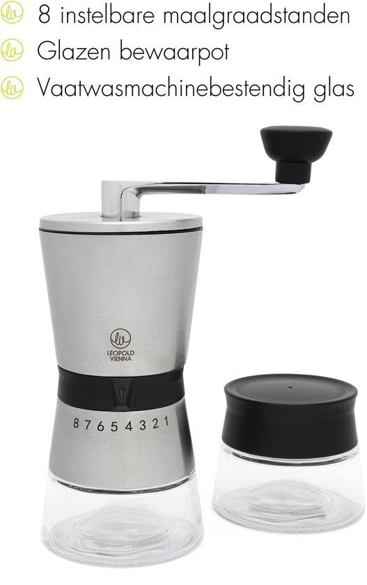 Leopold Vienna Koffiemolen met bewaarpot — zo goed als nieuw