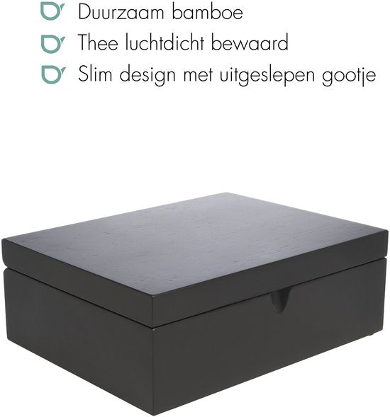 Bredemeijer Theedoos 4-vaks + 2 theeblikken — gebruikt