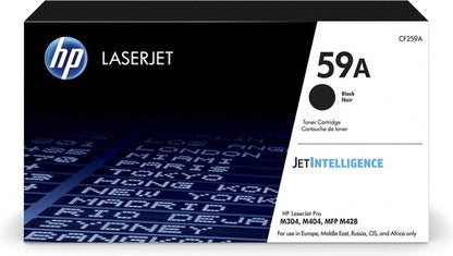 HP 59A LaserJet black toner cartridge packaging box with JetIntelligence technology