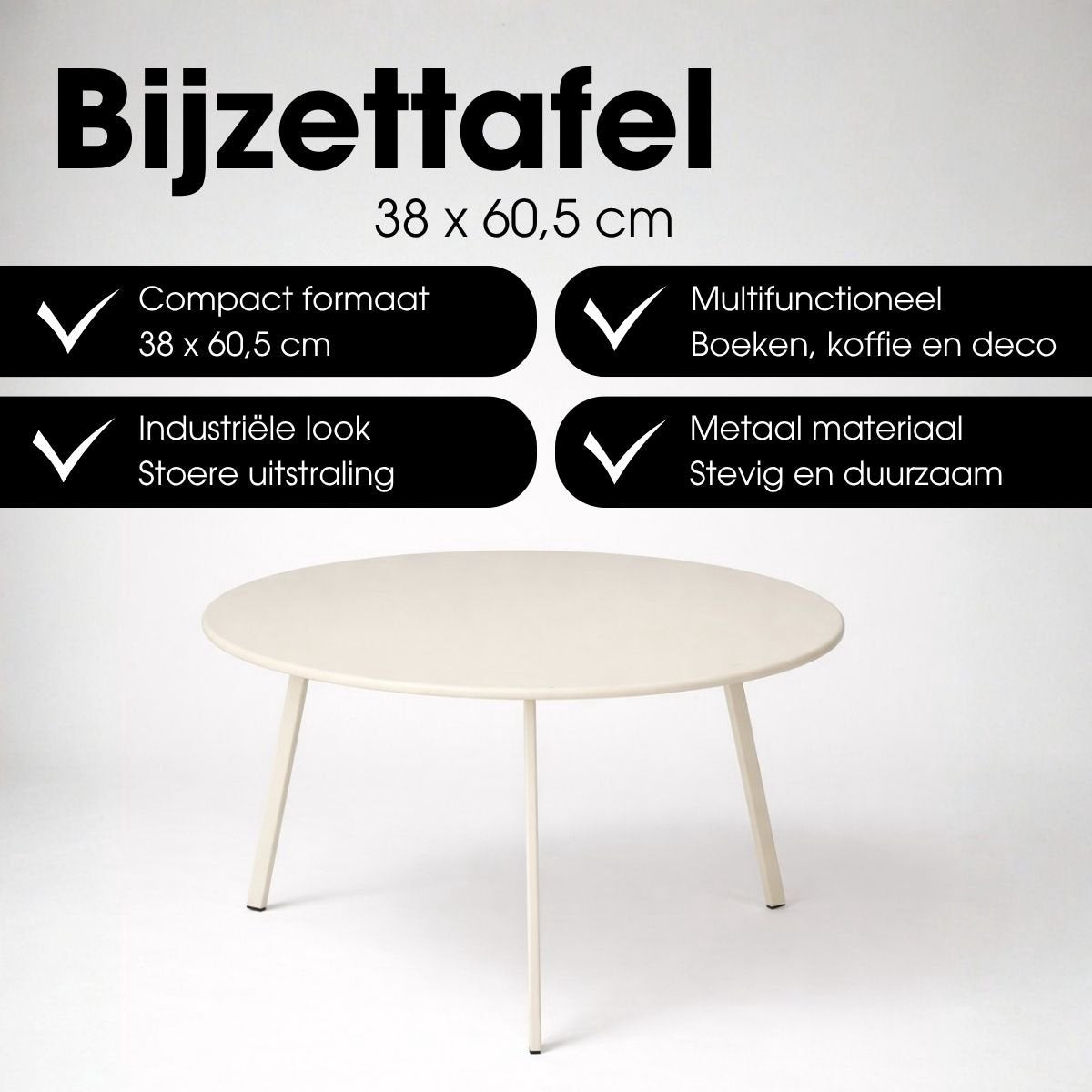 Mica Decorations Seatle Bijzettafel Rond — nieuw