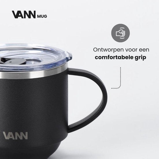 Koffiemok met Oor 330ml – Merk VANN RVS ...Nieuw !!
