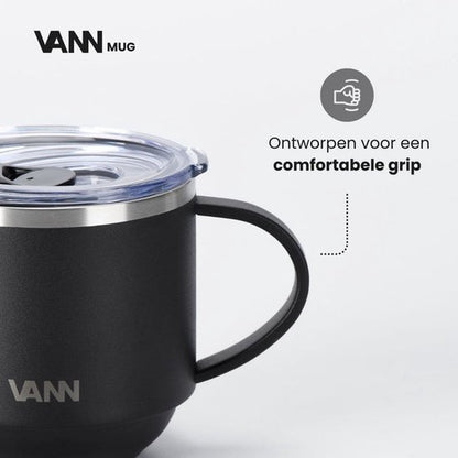 Koffiemok met Oor 330ml – Merk VANN RVS ...Nieuw !!